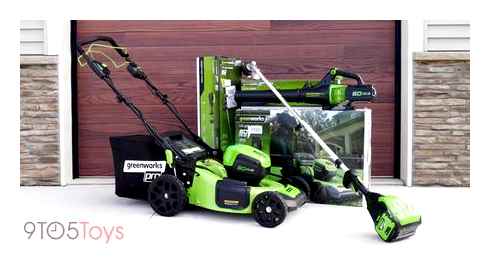 greenworks, mower, battery, charger, electric