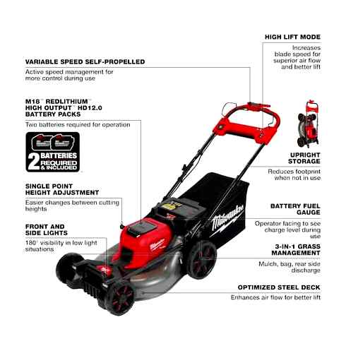 lawn, mower, milwaukee, fuel, 21-inch, self-propelled